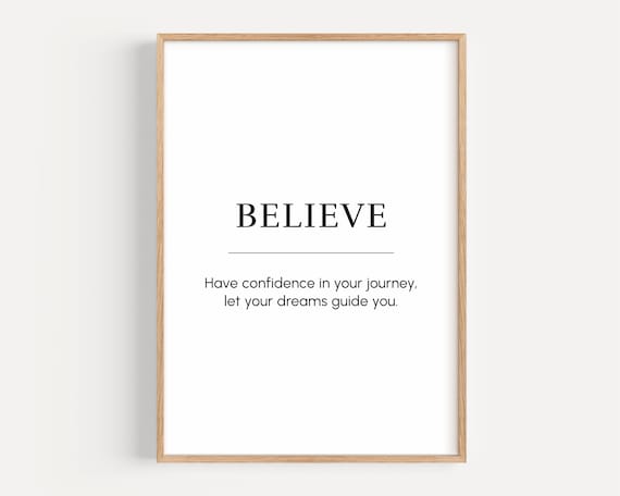 Believe Definition Quote Poster, Entrepreneur Gift