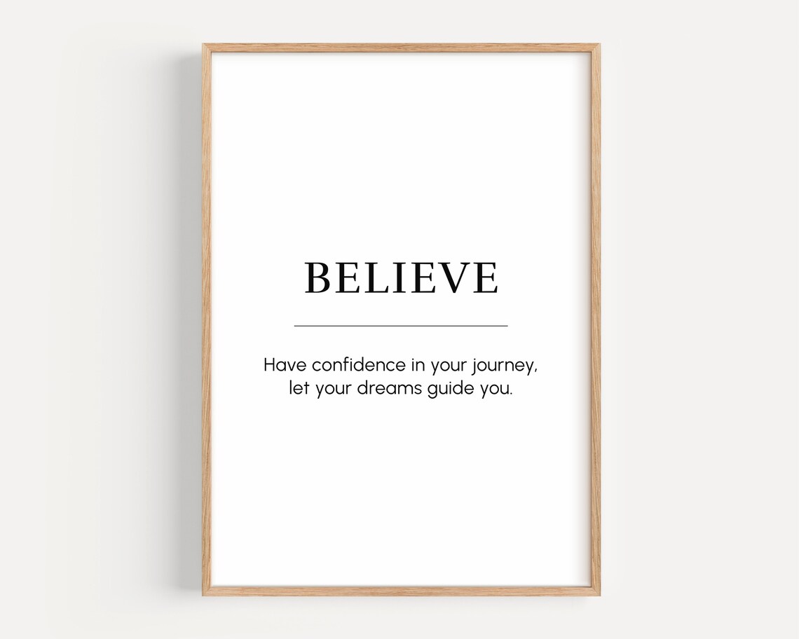 Believe Definition Quote Poster, Entrepreneur Gift