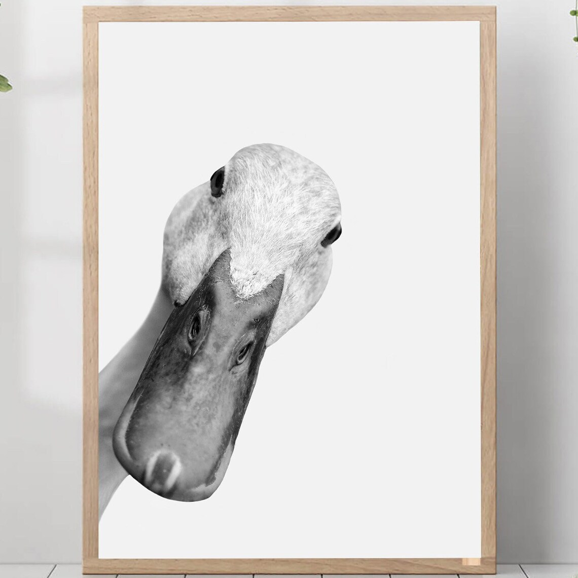 Duck Black And White Photo Art Print, Minimalist Nursery
