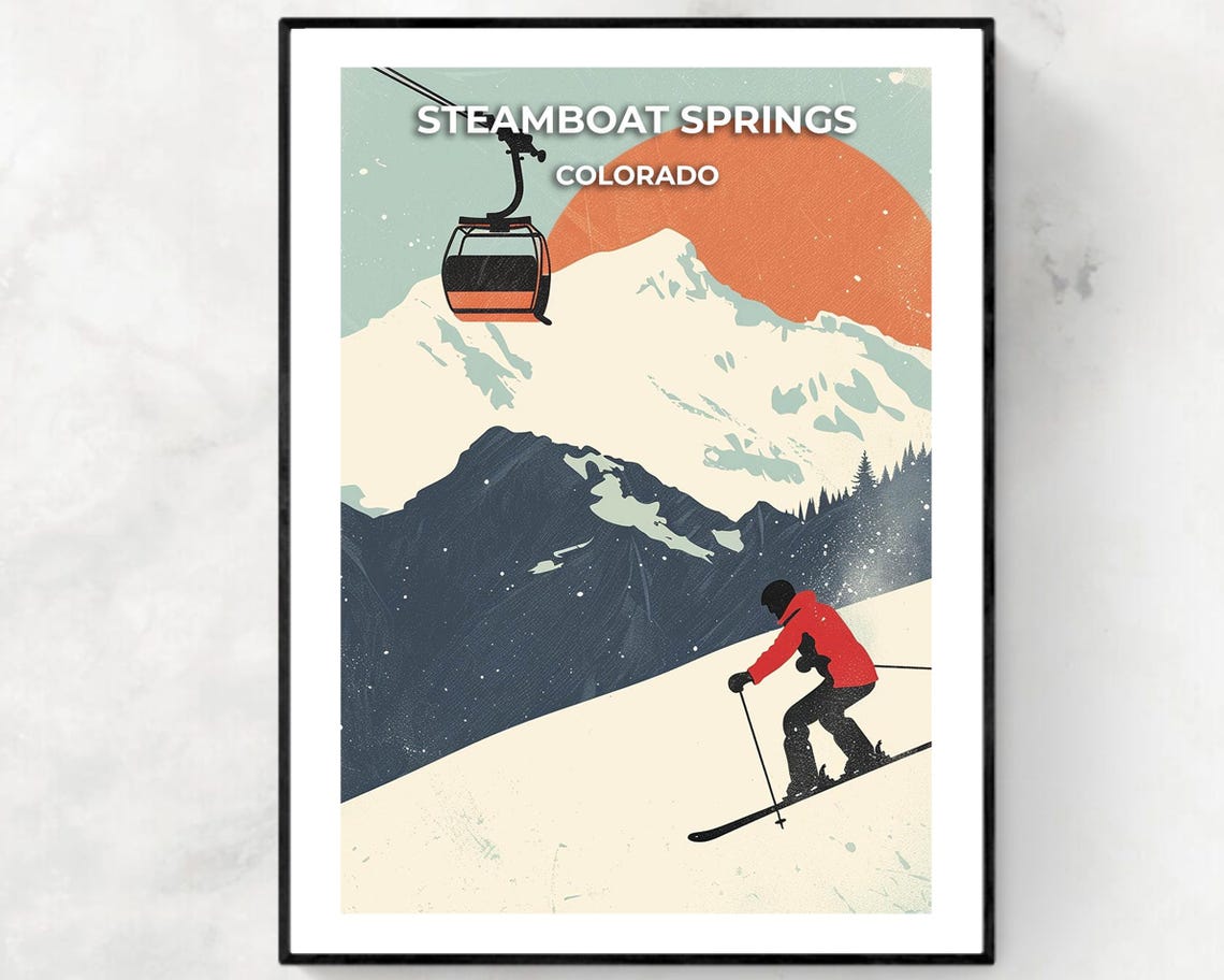 Steamboat Springs Travel Print Steamboat Springs Ski Poster Colorado Ski Poster Steamboat Springs Ski Resort Print