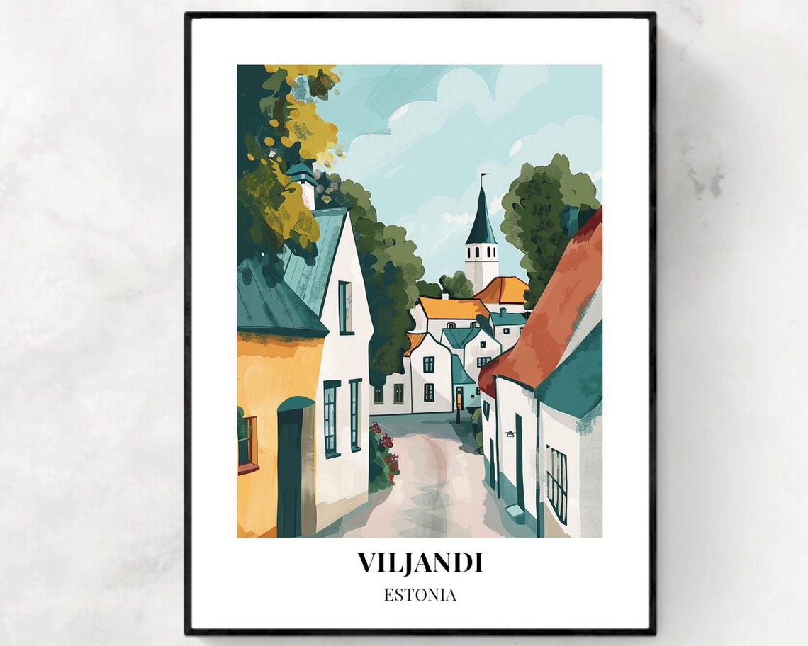 Viljandi Travel Print Wall Art Viljandi Estonia City Print Viljandi Travel Gift Viljandi City Poster Travel Gift
