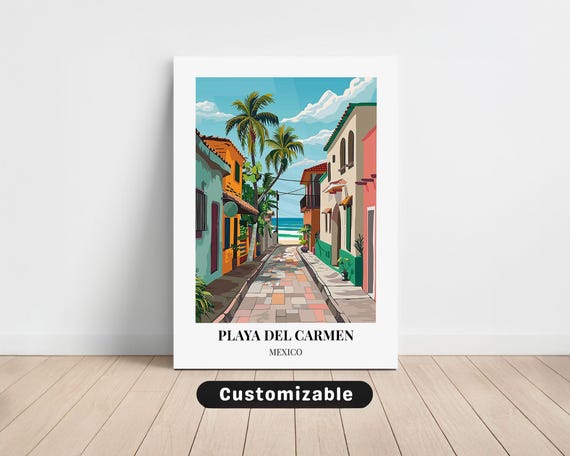 Playa Del Carmen Mexico Travel Canvas Poster Custom Wall Art
