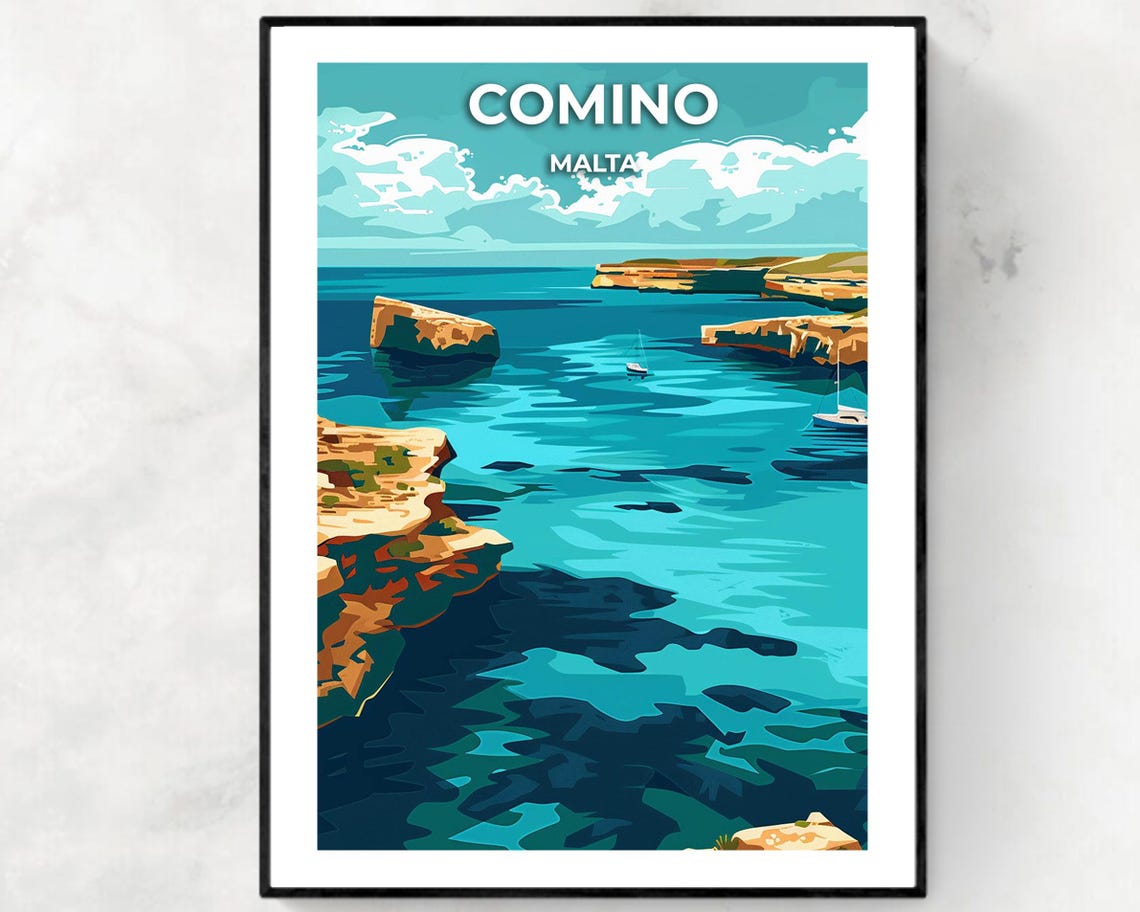 Comino Malta Blue Lagoon Turquoise Bay Cliffs Scenic View Poster