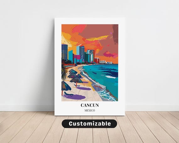 Cancun Mexico Travel Canvas Poster Custom Wall Art