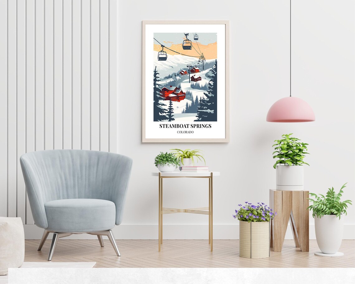 Steamboat Springs Colorado Red Lodge Gondolas Snowy Valley Poster - Image 2