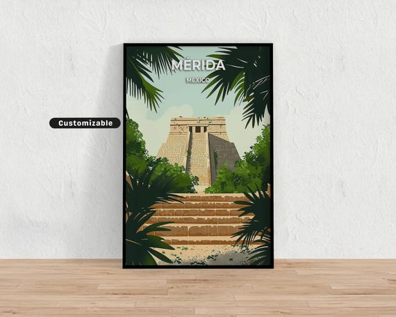 Mrida Mexico Travel Poster Custom Wall Art