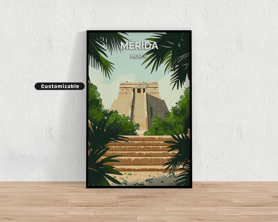 Mrida Mexico Travel Poster Custom Wall Art