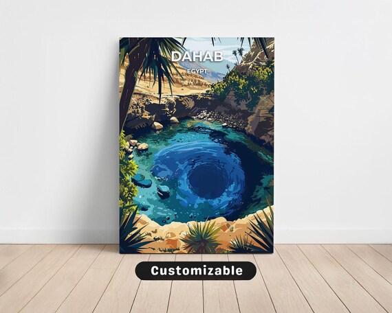 Dahab Egypt Turquoise Blue Hole Desert Oasis Diving Travel Poster