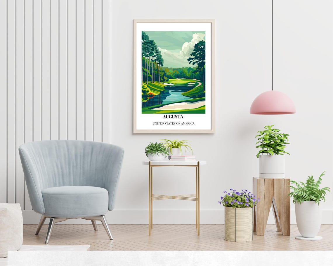 Augusta Golf Course Water Hazard Pines Poster Bottom Caption - Image 2