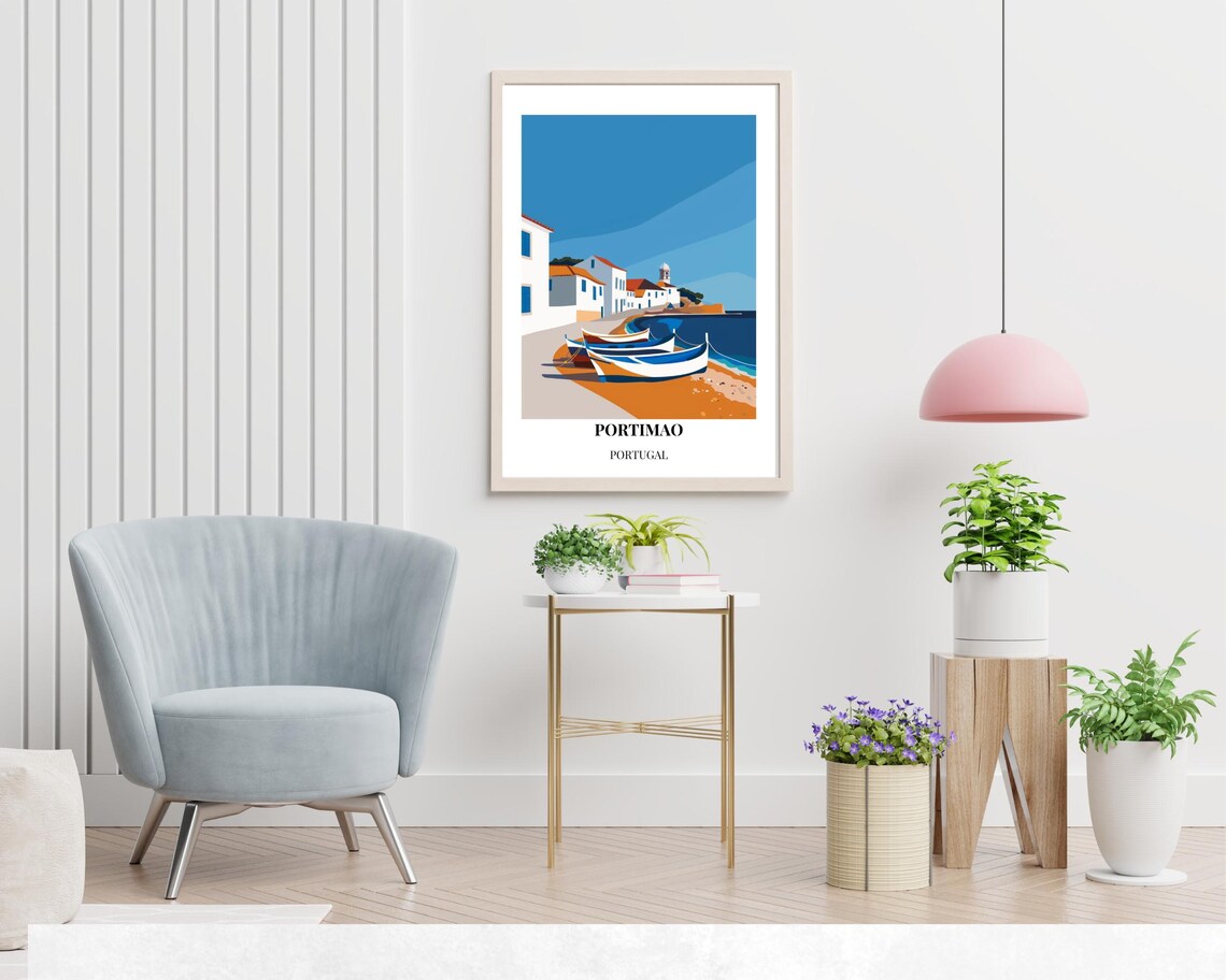 Portimao Portugal Fishing Beach Boats Minimalist Travel Poster - Image 2