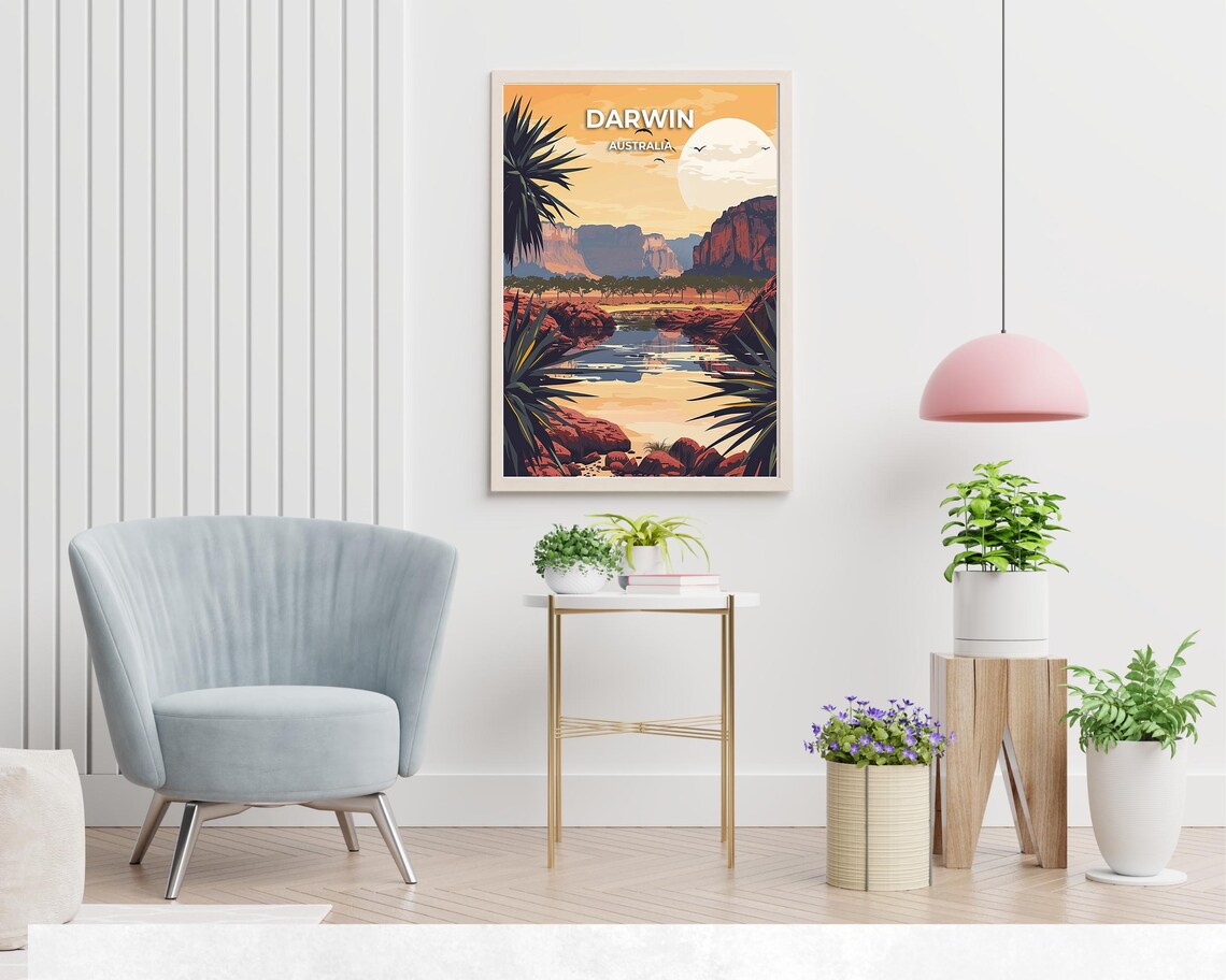 Darwin Australia Outback River Gorge Sunset Landscape Travel Poster - Image 2