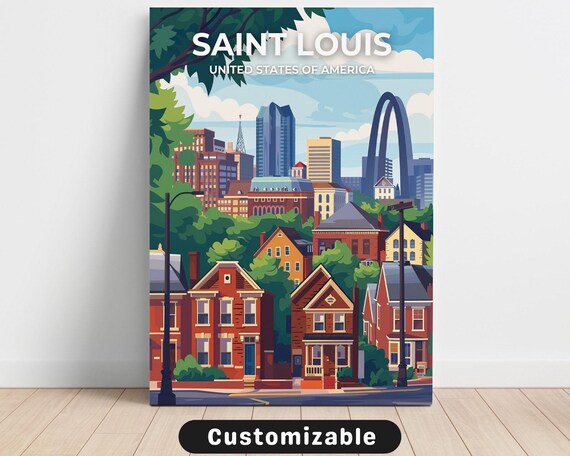 Saint Louis Missouri Gateway Arch Retro City Travel Art Poster