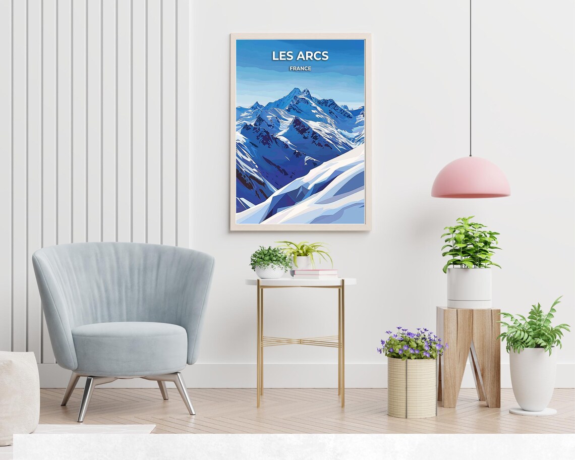 Les Arcs France Snowy French Alpine Peaks Ski Resort Travel Poster - Image 2