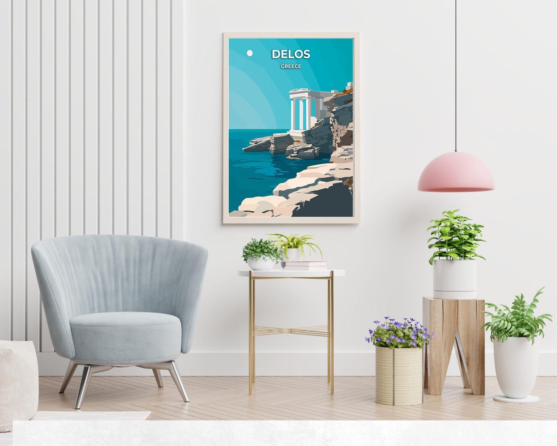 Delos Greece Ancient Temple Ruins Turquoise Coastline Poster - Image 2