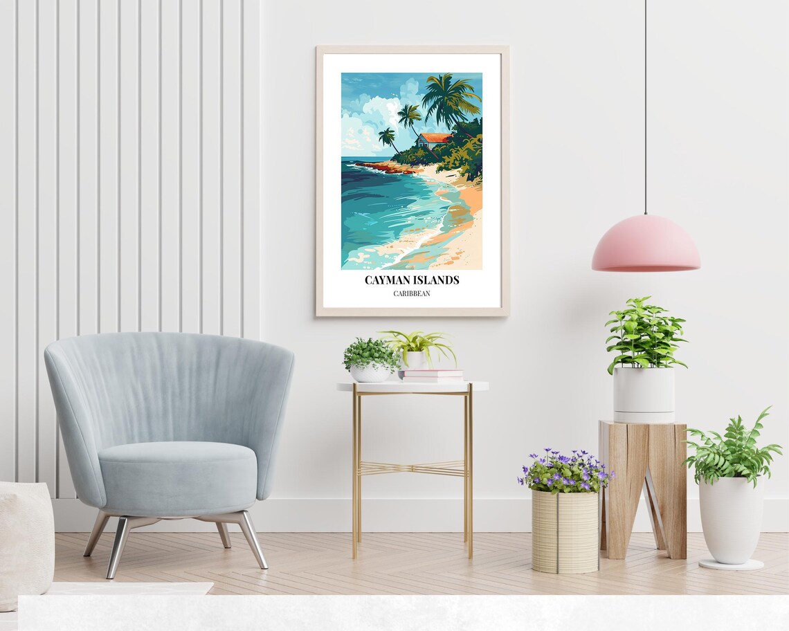 Cayman Islands Caribbean Turquoise Beach Vintage Travel Poster - Image 2