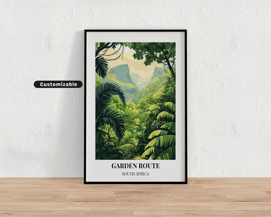 Garden Route South Africa Jungle Travel Poster for Nature Decor