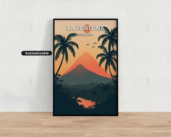 La Fortuna Costa Rica Travel Poster Custom Wall Art