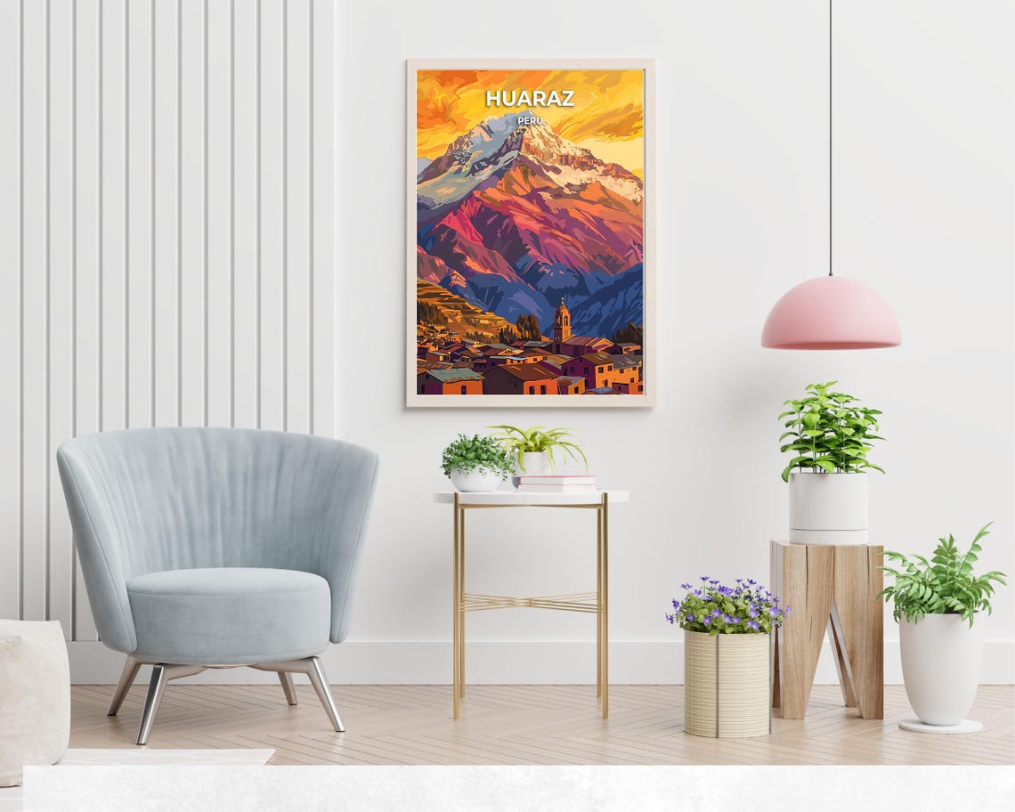Huascarn National Park Travel Print Wall Art Huaraz Peru City Print Huascarn National Park Travel Gift Wall Art - Image 2