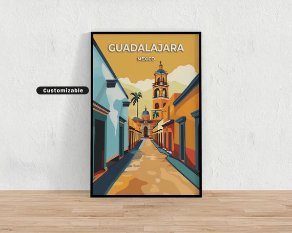 Guadalajara Mexico Travel Poster Custom Wall Art