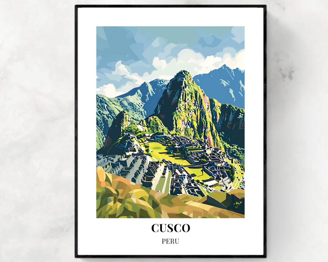 Cusco Peru Machu Picchu Geometric Modern Illustrated Travel Poster