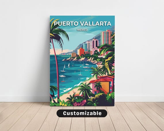 Puerto Vallarta Mexico Travel Canvas Poster Custom Wall Art