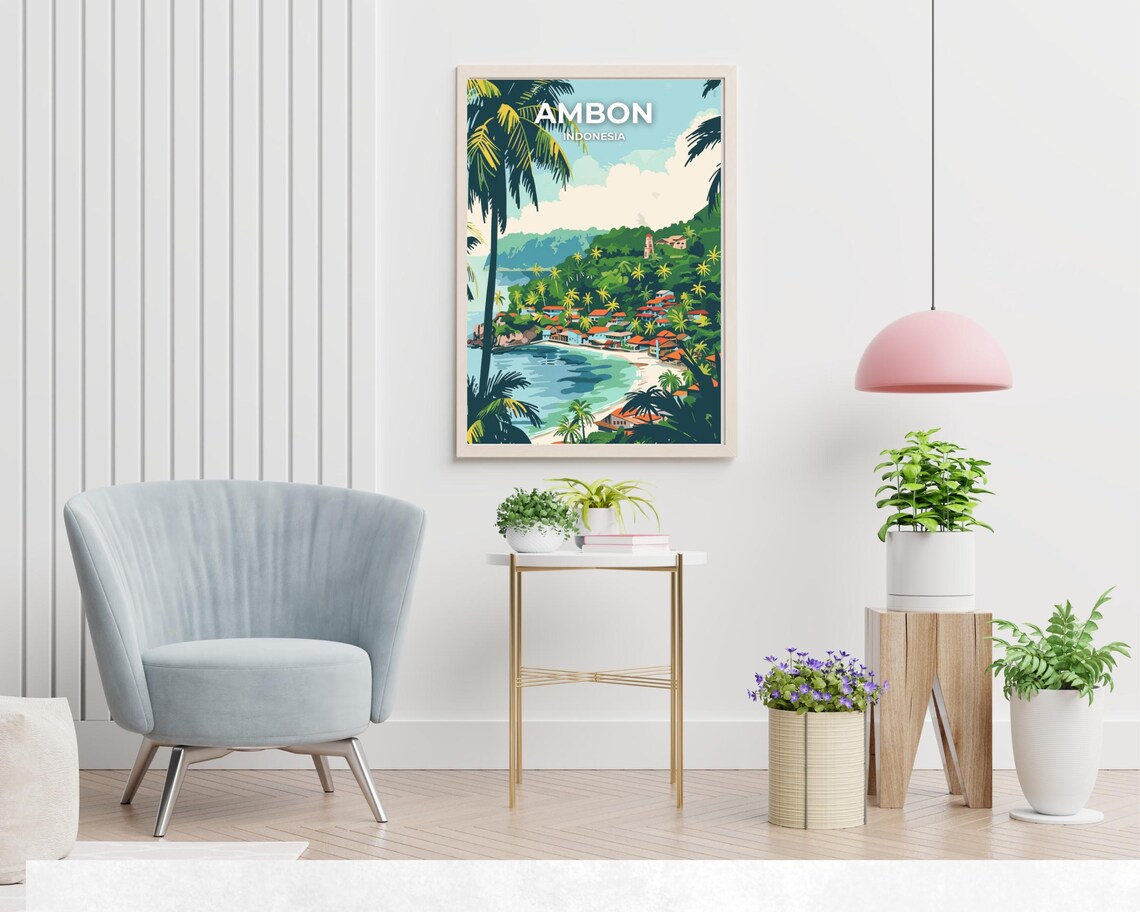 Ambon Indonesia Coastal Bay Fishing Village Travel Art Poster - Image 2