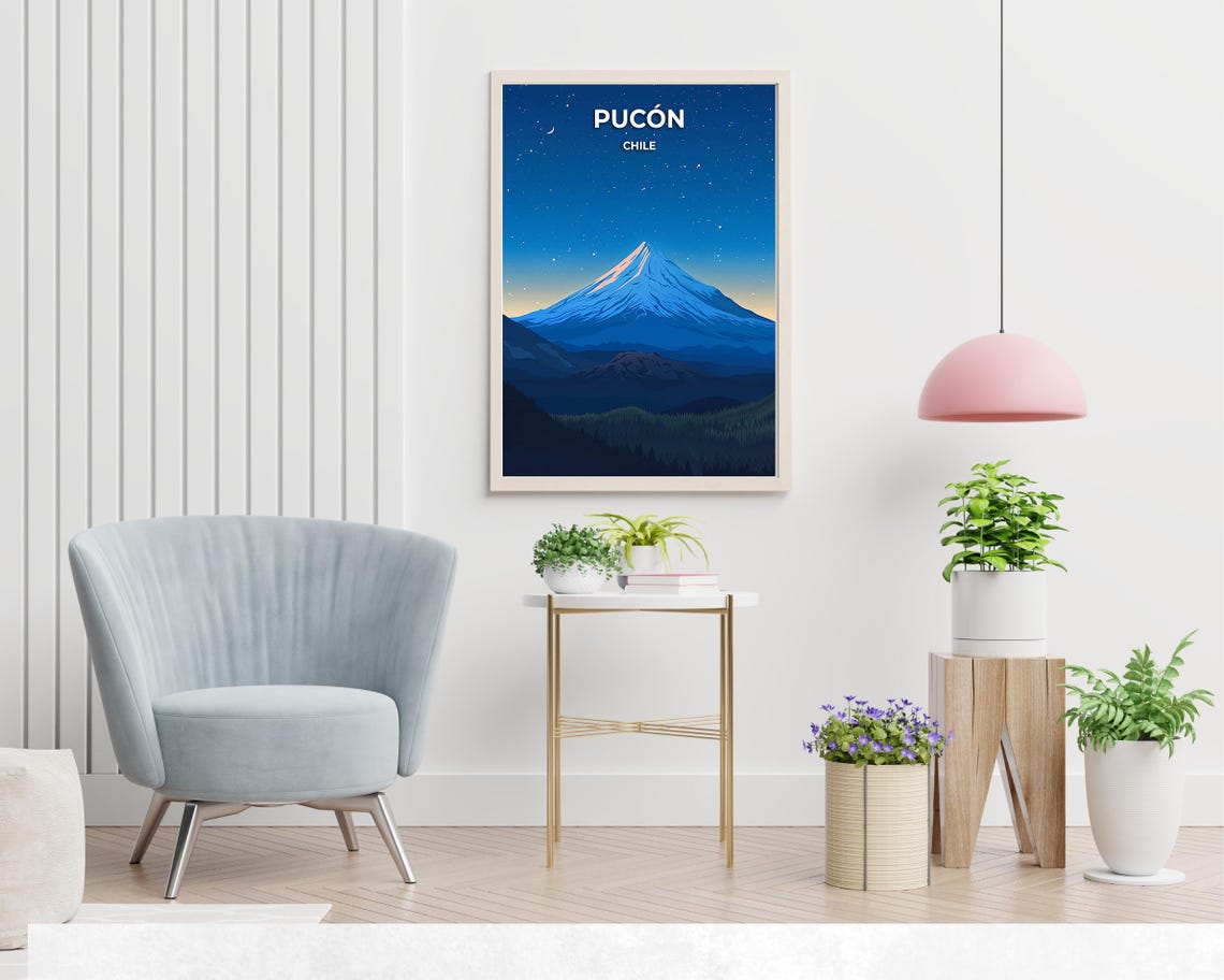 Villarrica Volcano Travel Print Wall Art Pucn Chile City Print Villarrica Volcano Travel Gift Villarrica Volcano Poster Travel Gift - Image 2