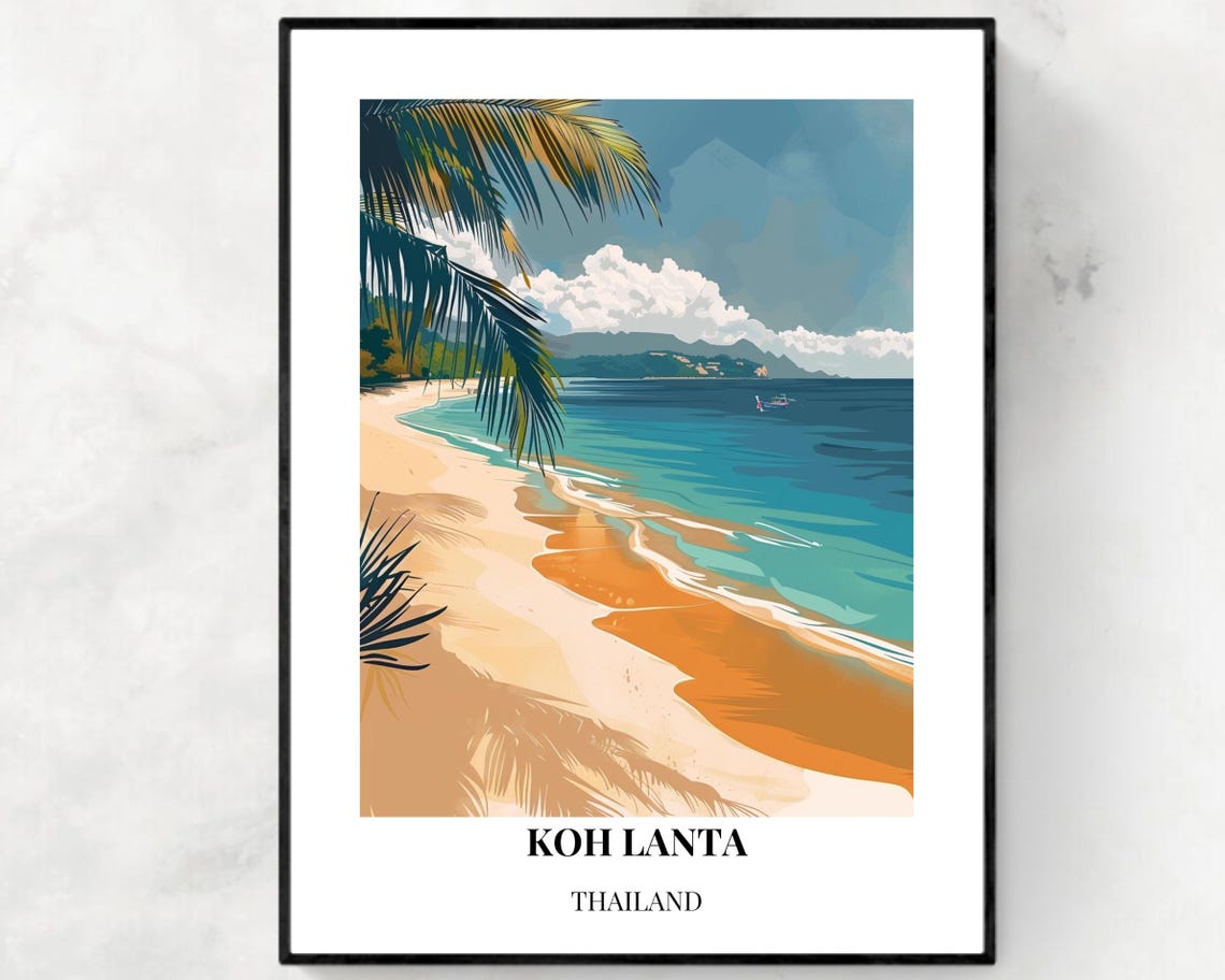 Kantiang Bay Travel Print Wall Art Koh Lanta Thailand City Print Kantiang Bay Travel Gift Kantiang Bay Poster