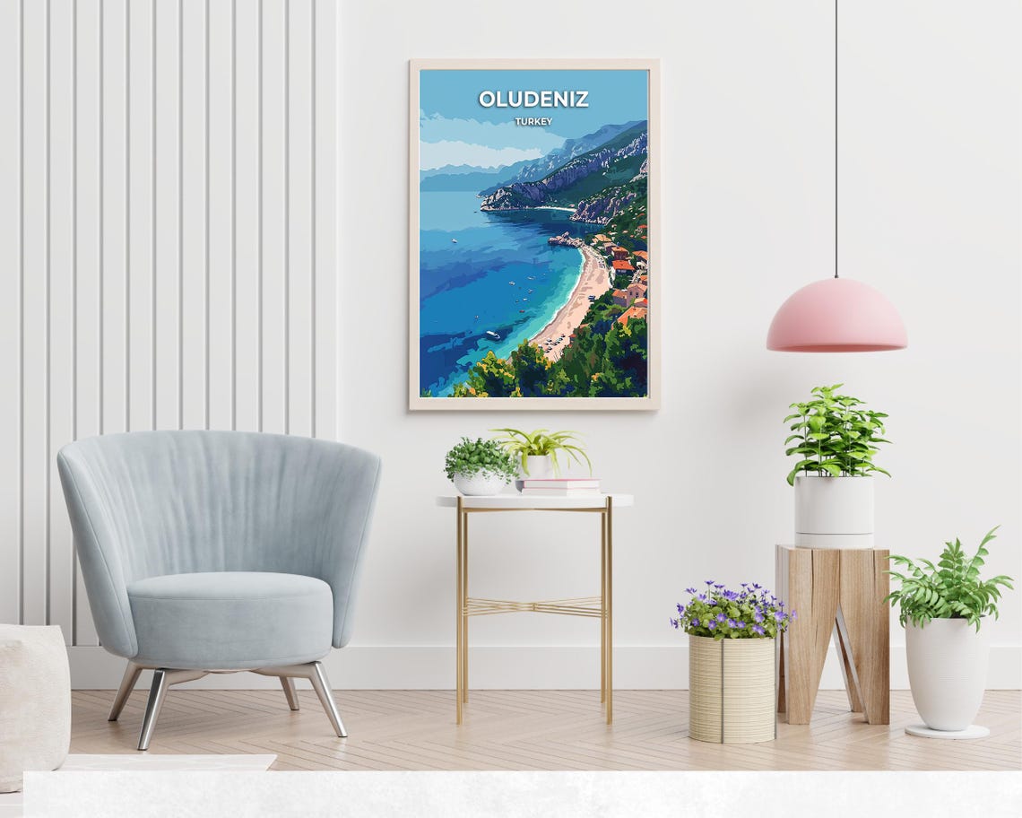 Oludeniz Turkey Turquoise Lagoon Beach Mountains Travel Poster - Image 2