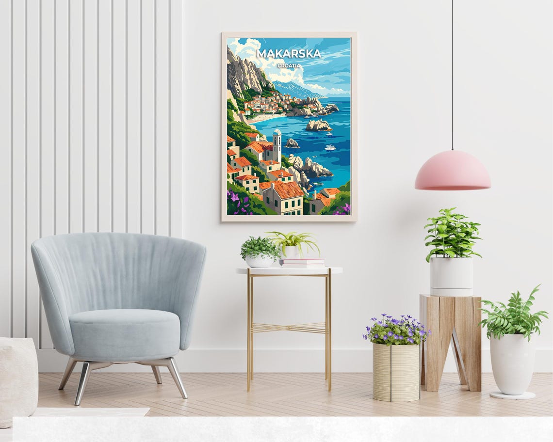 Makarska Riviera Travel Print Wall Art Makarska Croatia City Print Makarska Riviera Travel Gift Makarska Riviera Poster Travel Gift - Image 2