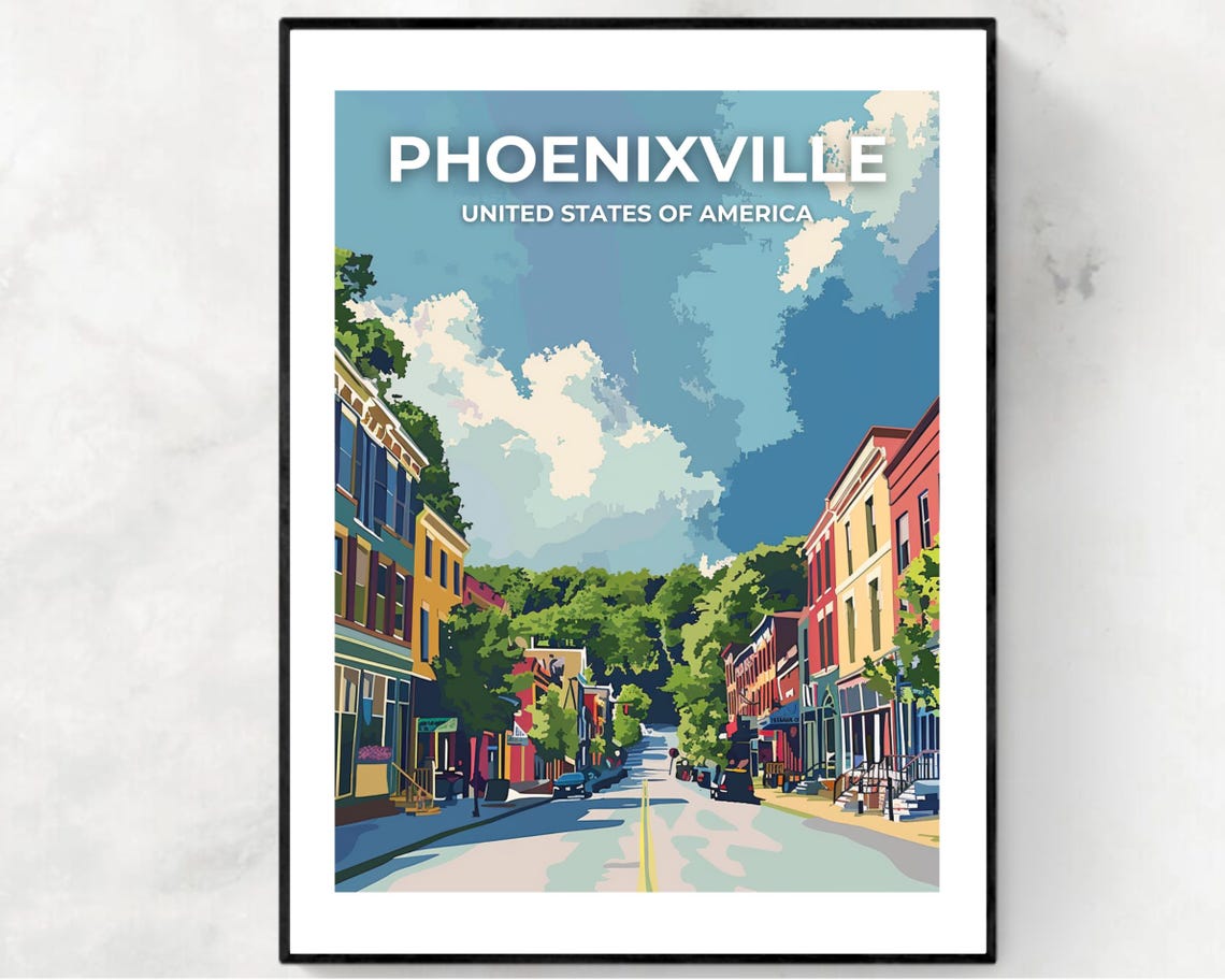 Phoenixville Pennsylvania Main Street On Image Title Travel Poster