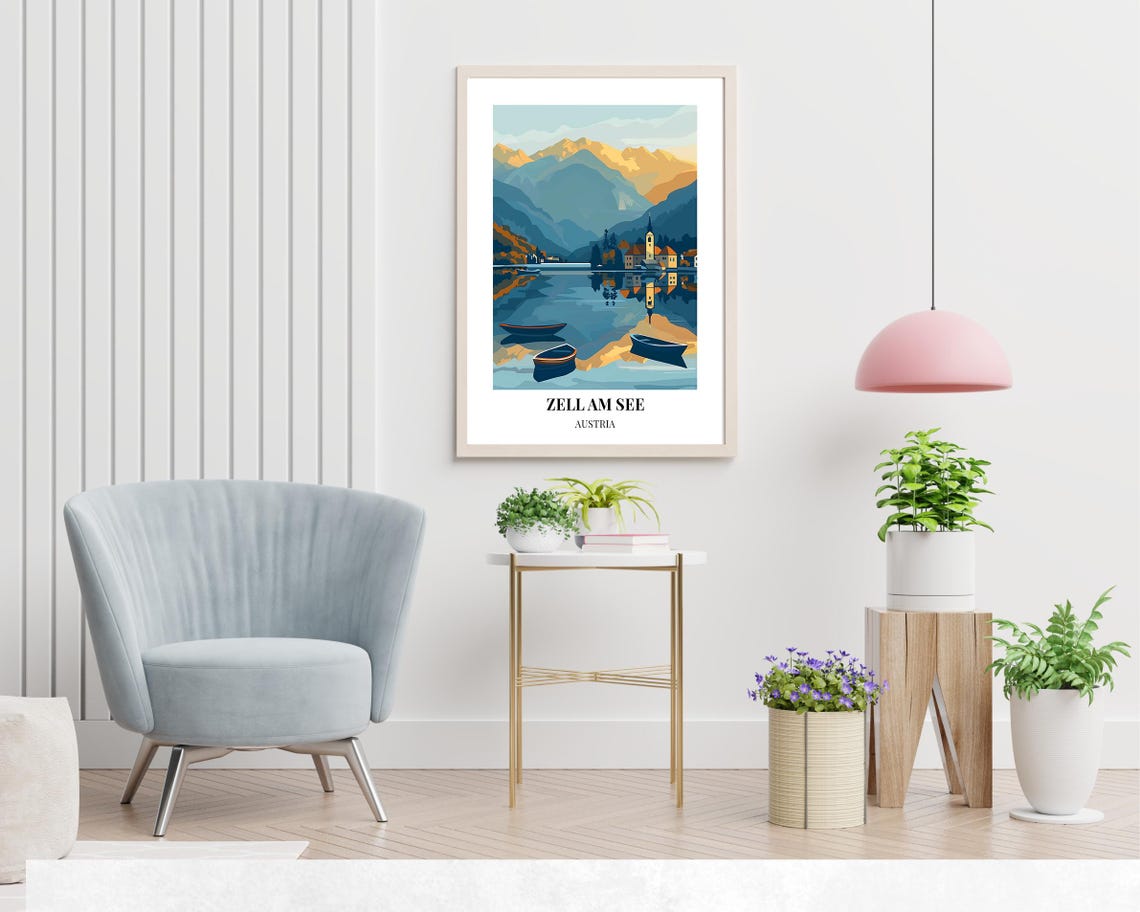 Lake Zell Travel Print Wall Art Zell Am See Austria City Print Lake Zell Travel Gift Lake Zell Poster Travel Gift - Image 2