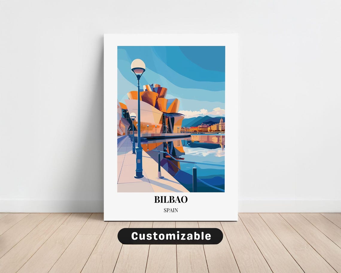 Bilbao Spain Guggenheim Museum Riverfront Modern Art Travel Poster