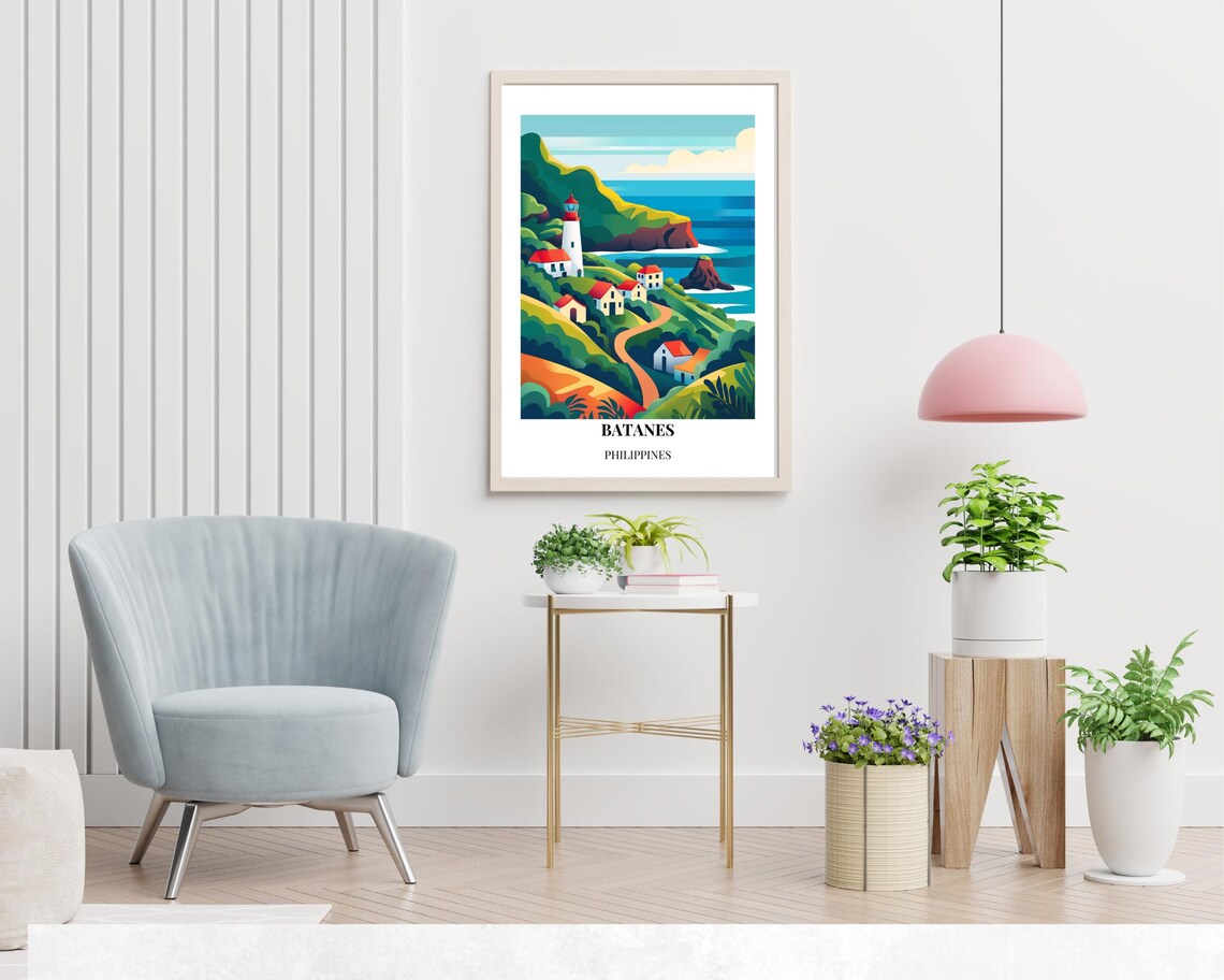 Batanes Philippines Lighthouse Coastal Village Travel Poster - Image 2