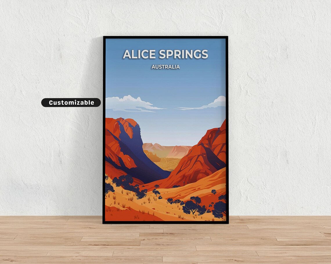 Alice Springs Australia Red Rock Canyon Desert Travel Poster