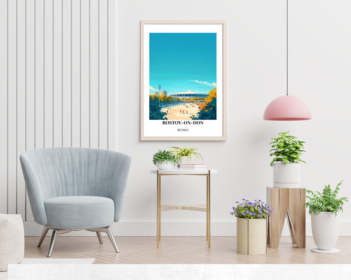 Rostov-On-Don Russia Stadium Autumn Trees Park Travel Poster - Image 2