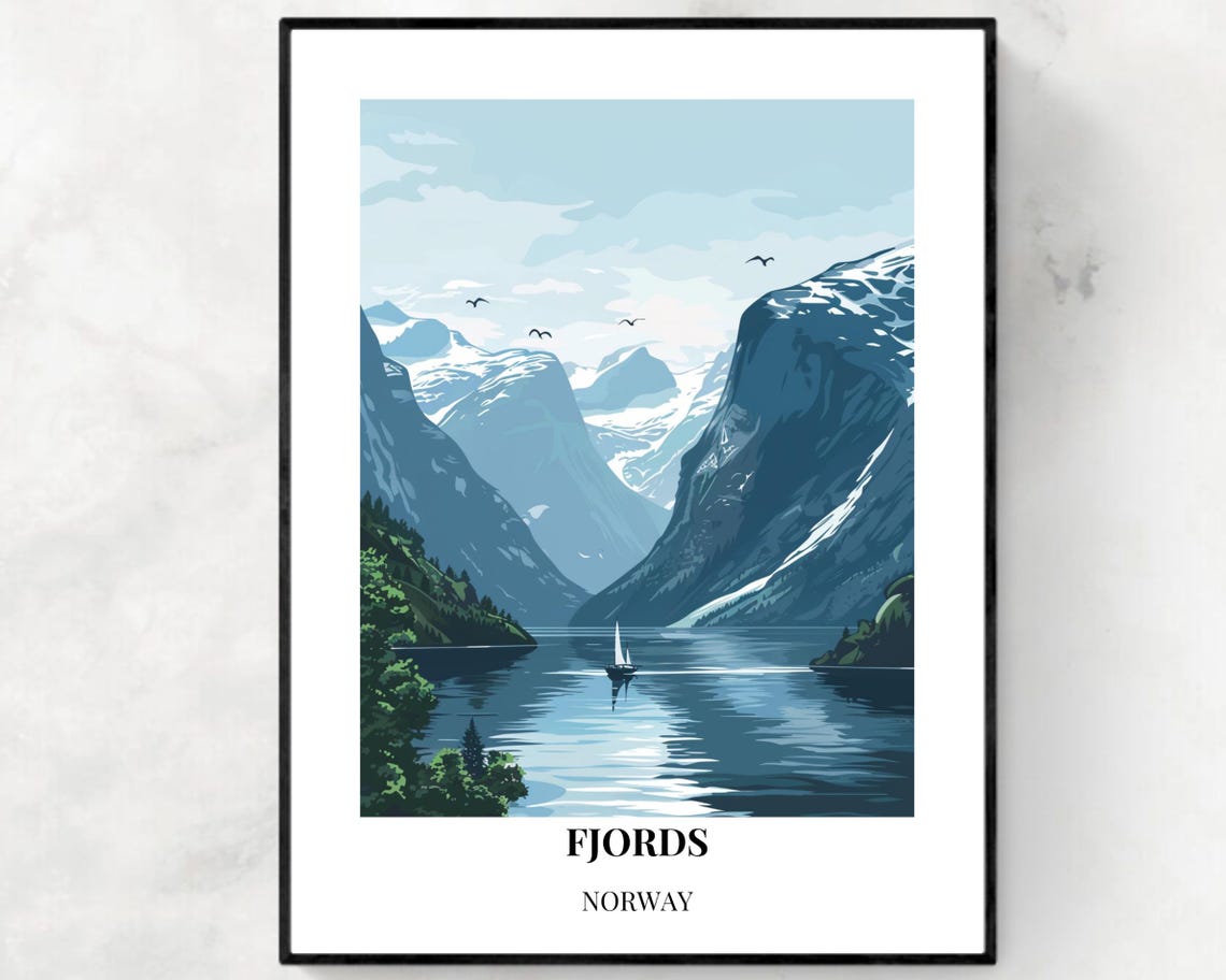 Fjords Norway Travel Print Wall Art Fjords Norway City Print Fjords Norway Travel Gift Fjords Norway Poster