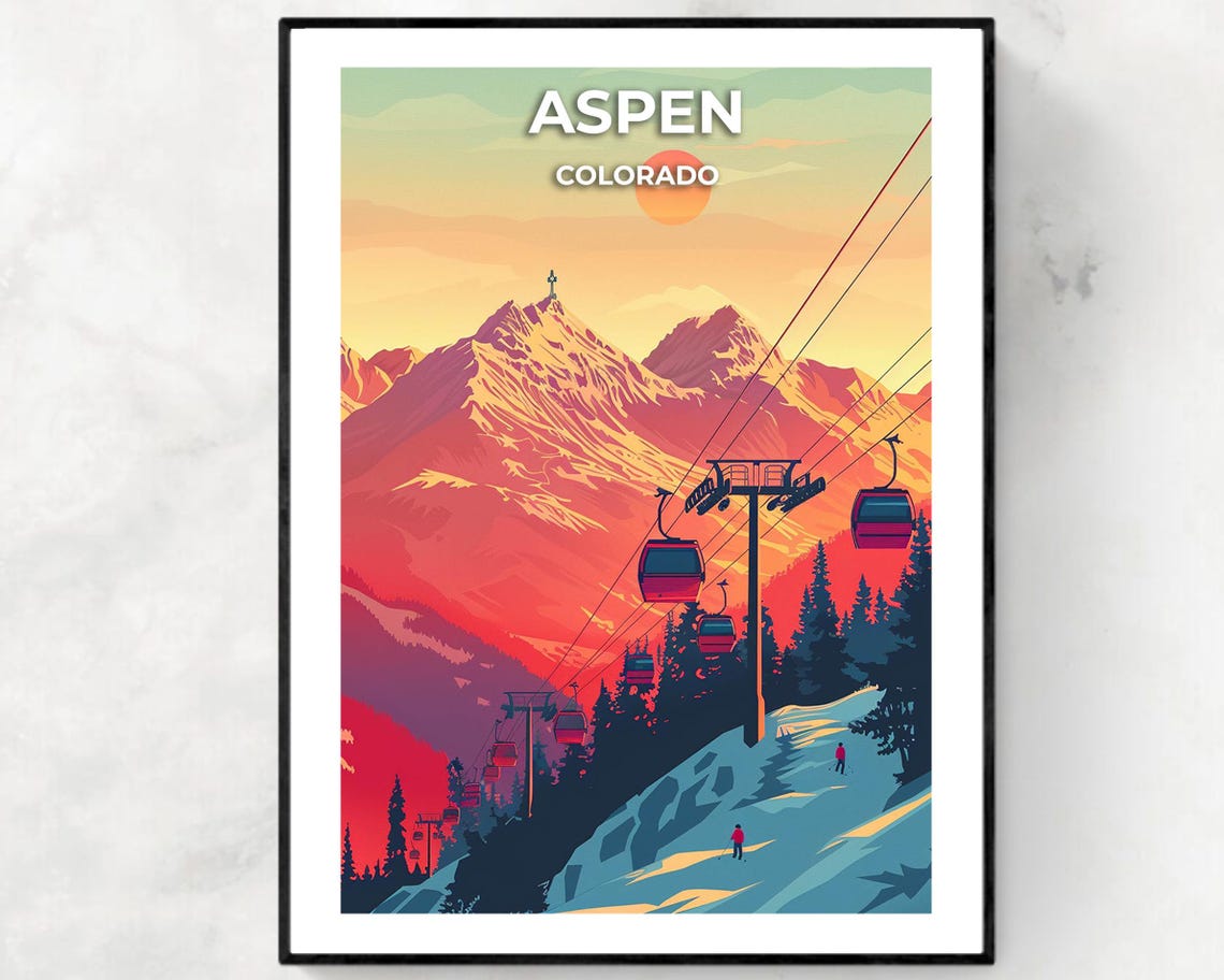 Aspen Colorado Travel Print Wall Art Aspen Colorado City Print Aspen Colorado Travel Gift Aspen Colorado Poster