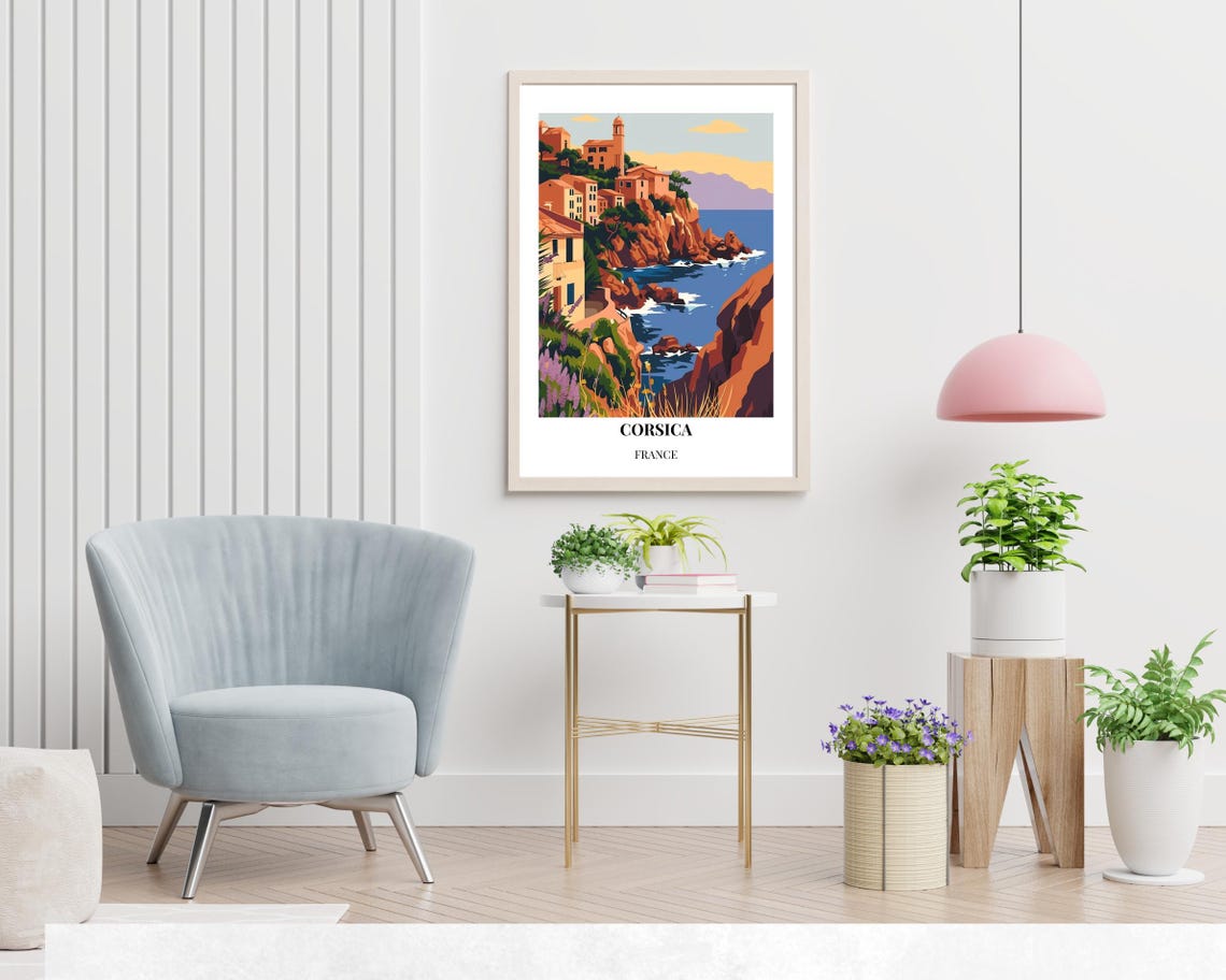 Corsica France Coastal Cliffs Village Seaside Rocks Travel Poster - Image 2