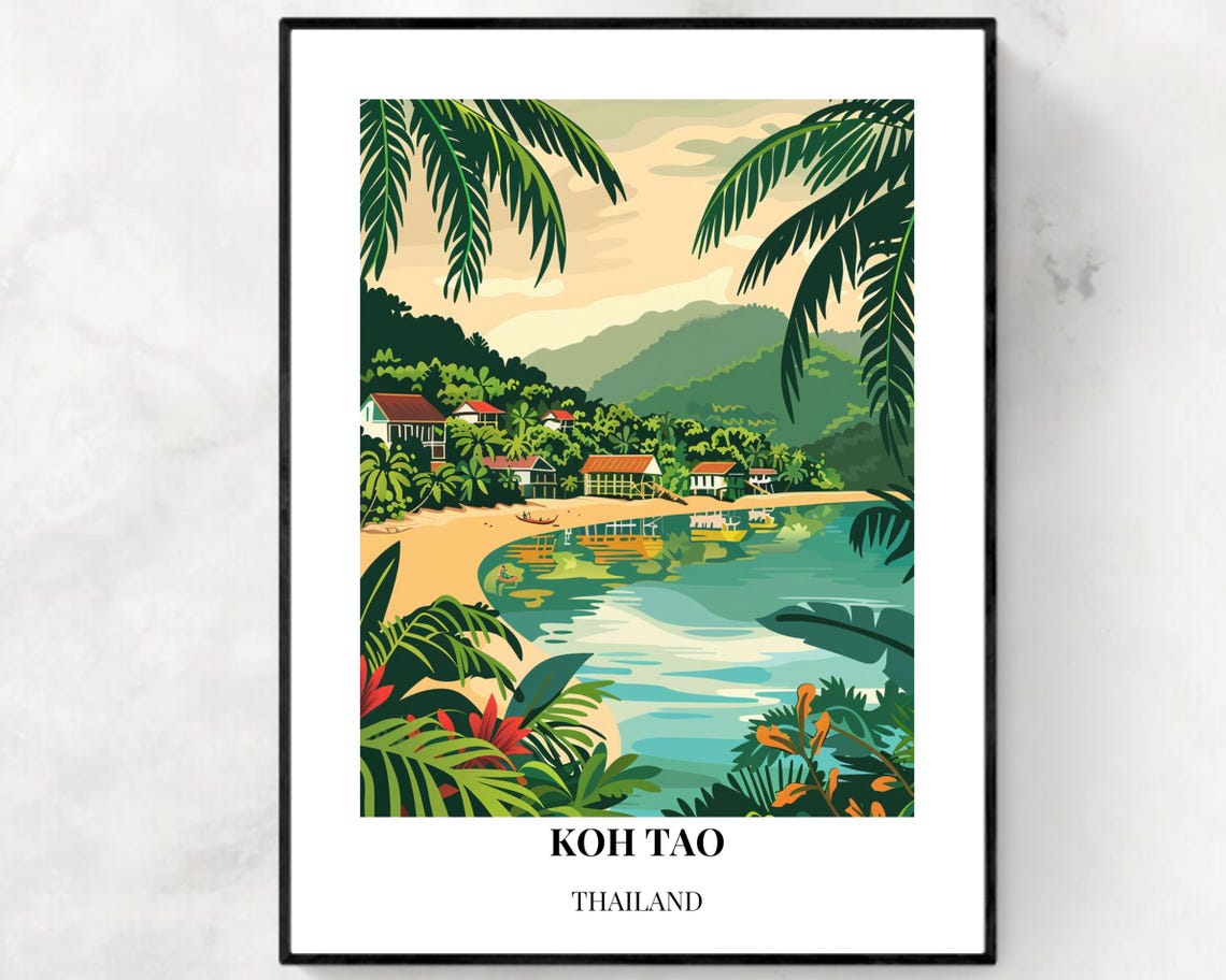Koh Nang Yuan Travel Print Wall Art Koh Tao Thailand City Print Koh Nang Yuan Travel Gift Koh Nang Yuan Poster
