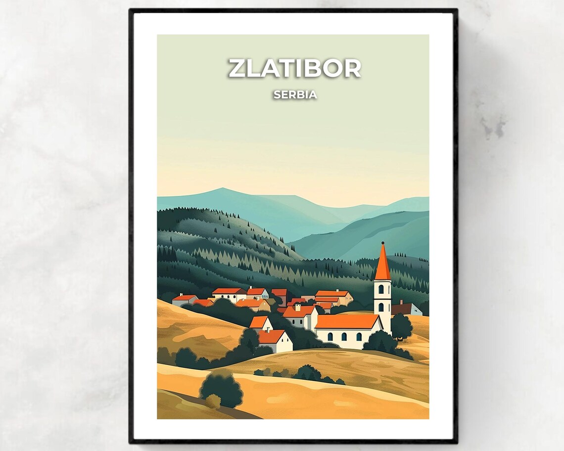 Zlatibor Serbia Mountain Village Church Rolling Hills Poster