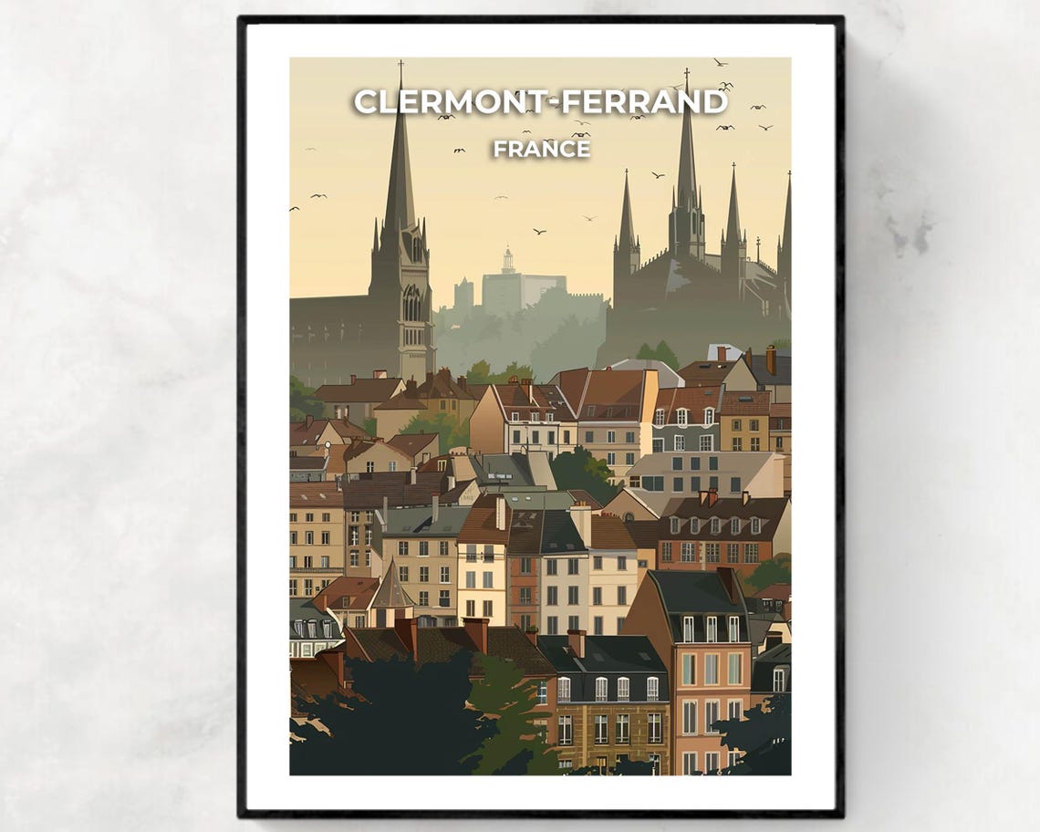 Clermont Ferrand Travel Print Wall Art Clermont Ferrand France City Print Clermont Ferrand Travel Gift Clermont Ferrand City Poster