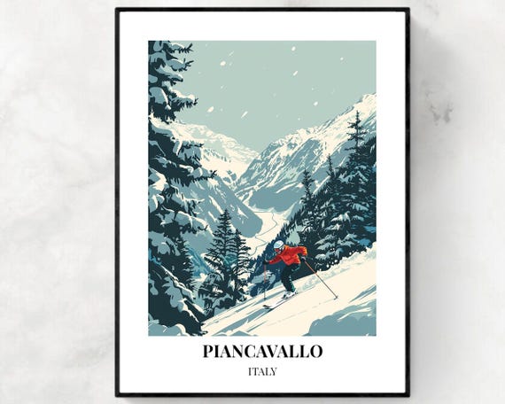 Piancavallo Travel Print Piancavallo Ski Poster Italy Ski Poster Piancavallo Ski Resort Print