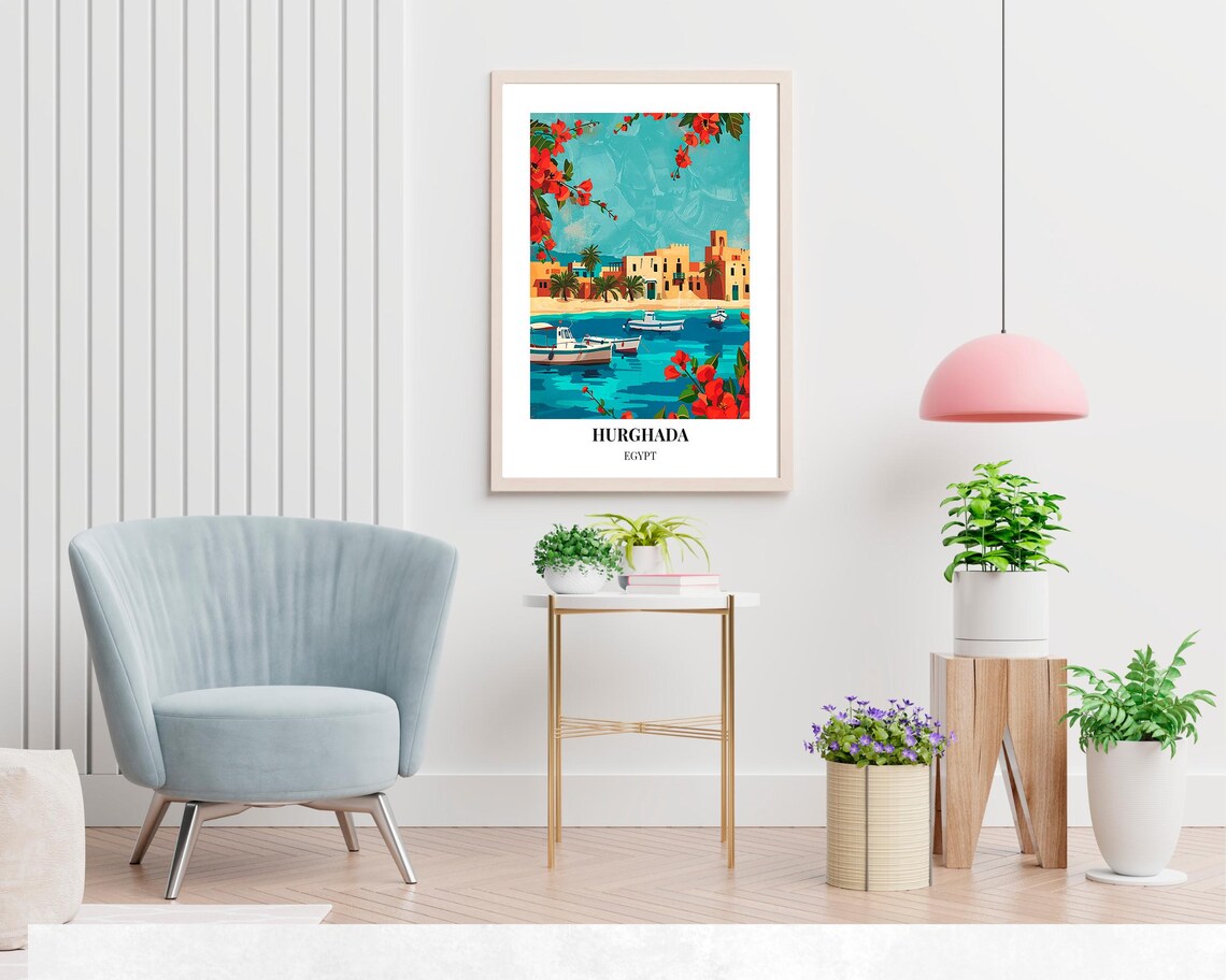 Hurghada Egypt Fishing Boats Harbor Travel Poster for Travel Lovers - Image 2