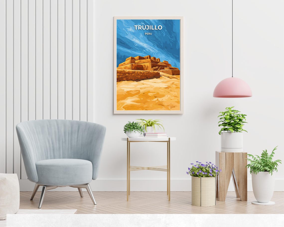 Golden Chan Chan Adobe Ruins Near Trujillo Under Blue Sky Poster - Image 2