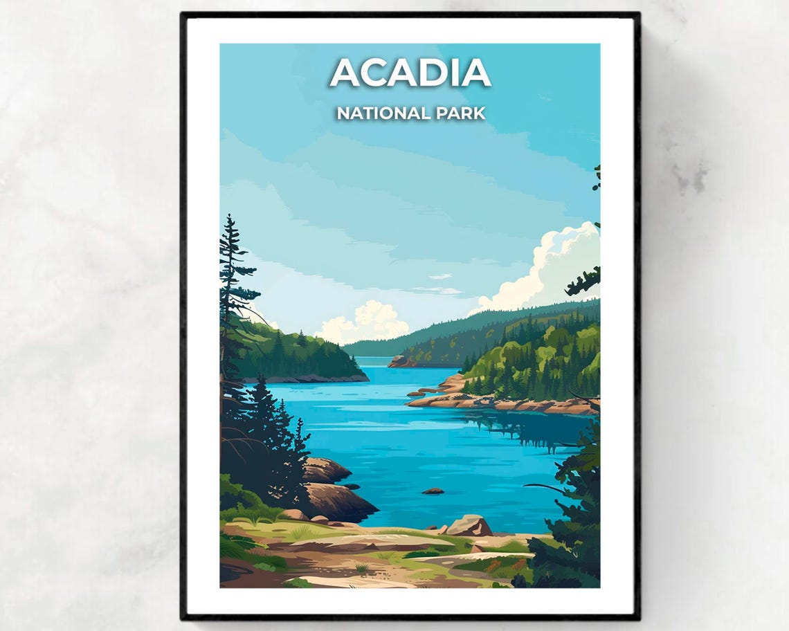 Acadia National Park Travel Print Wall Art Acadia National Park City Print Acadia National Park Travel Gift Acadia