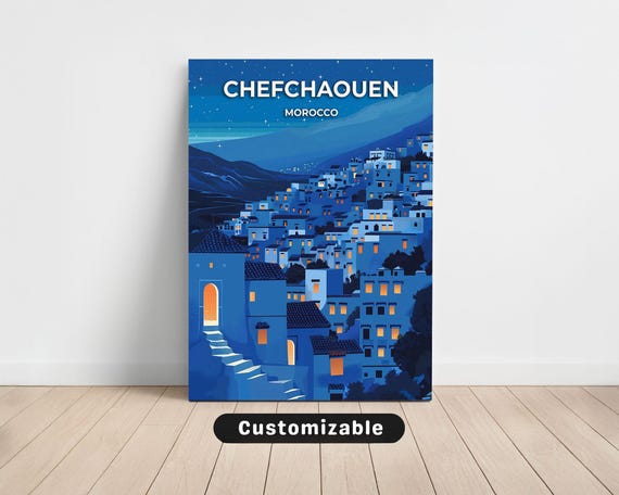 Chefchaouen Morocco Travel Canvas Poster Custom Wall Art