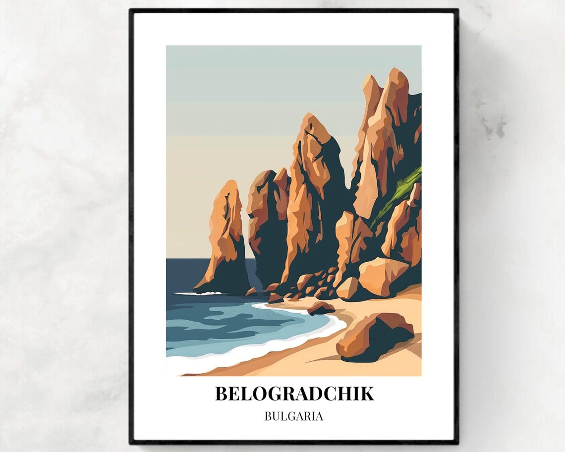 Belogradchik Bulgaria Serene Seaside Cliff Beach Landscape Poster