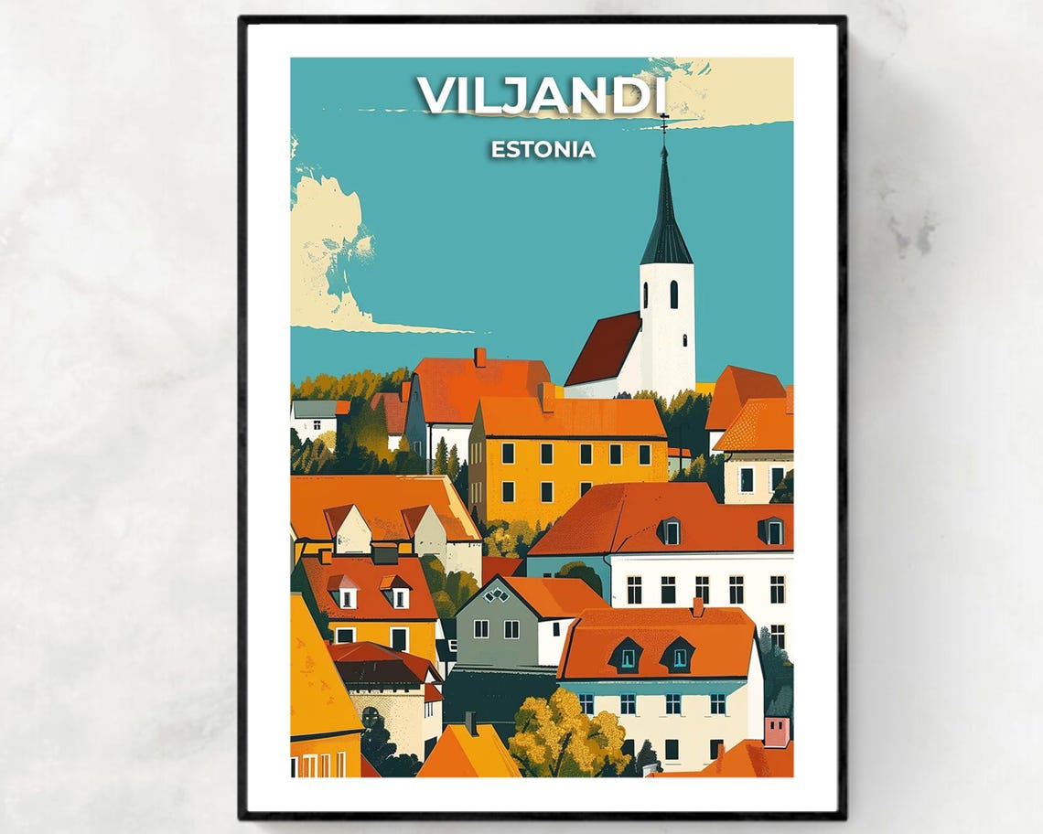 Viljandi Travel Print Wall Art Viljandi Estonia City Print Viljandi Travel Gift Viljandi City Poster Travel Gift