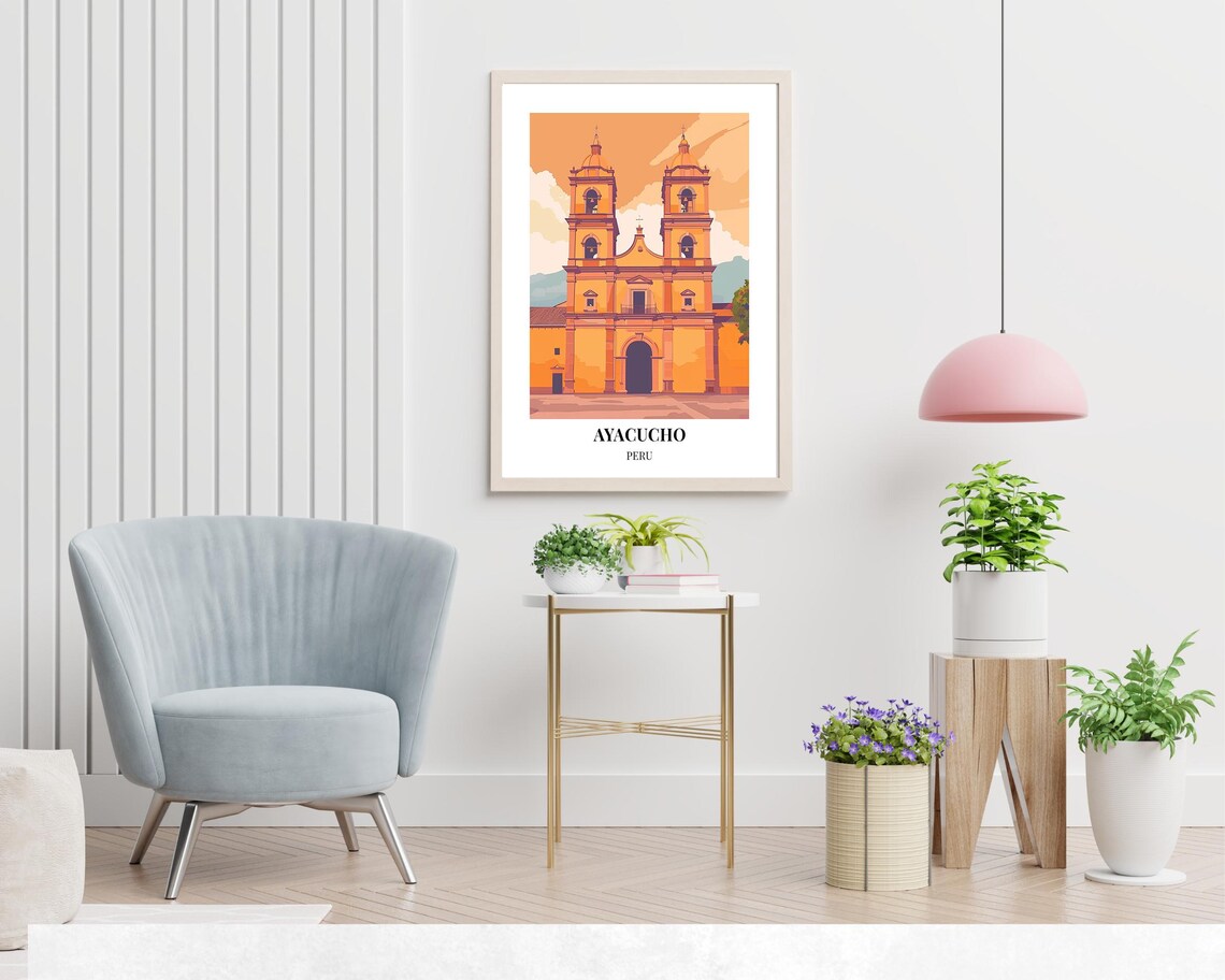 Twin Towered Ayacucho Cathedral Facade In Warm Golden Light Poster - Image 2
